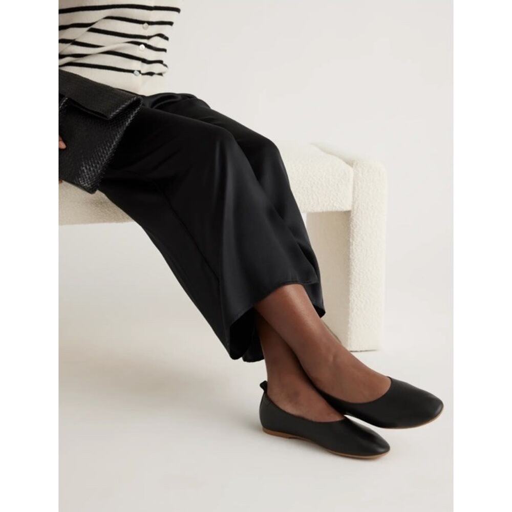 Quince Black Leather Ballet Flats
